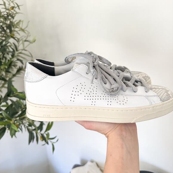 P448 John Molly Low Top Lace Up Leather Sneakers Coyote White 39 - Picture 3 of 9